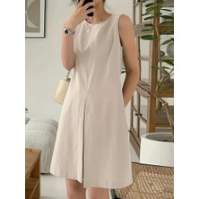 Kadın Sıfır Kol Askılı A Kesim Ithal Krep Elbise