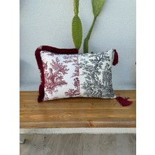 Toile De Jouy  Kırlent Kılıfı Kırmızı-Siyah