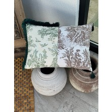 Toile De Jouy  Kırlent Kılıfı Yeşil - Kahve