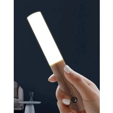 Kumru Şarjlı LED  Ahşap Renk - Duvar Lambası - Hareket Sensörlü - Günışığı - Kablosuz