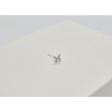925 Ayar Gümüş Zirkon Taşlı '' Kelebek '' Hızma ( En: 5 mm Boy: 5 mm )