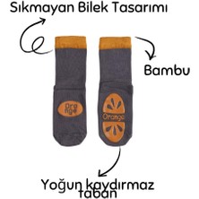 Kaydırmaz Tabanlı Portakal, Üzüm, Limon Desenli Bambu Bebek Çorap (X3 Adet)