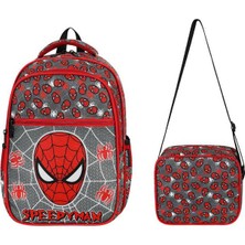 Ilkokul Çantası Örümcek Adam 2'li Set 40*30 cm Beslenme Çantası Ortopedik Sırt Çantası Erkek Çocuk