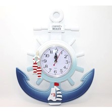 Ahşap Marin Dümenli ve Çapa Tasarımı Saat Model 1