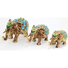 Swarovski Taşlı 3'lü Fil Figürü Model 2