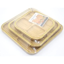 3'lü Ahşap Kahvaltı Çerez ve Meyve Sunum Tabağı