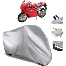 Tegin ACC | Ducati 999 (Bağlantı Tokalı) Uyumlu Solarblock Prime Uyumlu Motosiklet Brandası | Su Geçirmez, %99 UV, Yansıtıcı Gümüş Üst, 360° Lastikli, Taşıma Çantalı