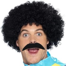 Siyah Scouser Erkek Kısa Peruk ve Bıyık Seti