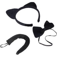 Kedi Kostüm Taç Kuyruk Papyon Seti Karışık