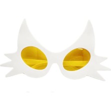 Beyaz Renk Bıyık Tasarımlı Kedi Parti Gözlüğü