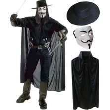 V For Vendetta Maskesi Şapka Pelerin Seti