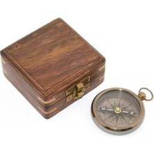 Ahşap Kutulu Pirinç Pusula Model 1