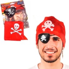 Korsan Bandana, Göz Maskesi ve Küpe 3'lü Kostüm Seti