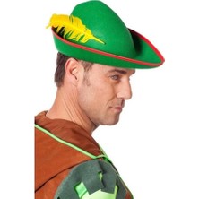 Yeşil Renk Robin Hood Şapkası Sarı Tüylü