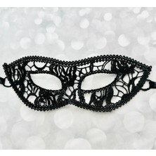 Siyah Kedi Model Dantel Parti Maskesi 12 No