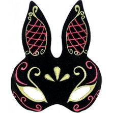 Siyah Kırmızı Gold Tavşan Maskesi