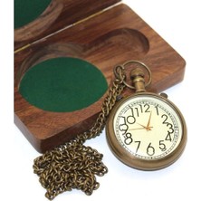 Ahşap Kutulu Pirinç Köstekli Saat Model 3