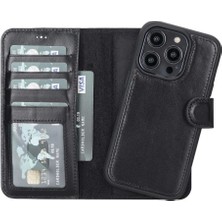 Apple iPhone 14 Pro Uyumlu Deri Cüzdanlı Kılıf Mwwn Rst1 Siyah