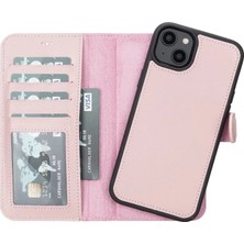 Apple iPhone 14 Plus Uyumlu Deri Cüzdanlı Kılıf Mwwn Nu2 Pembe