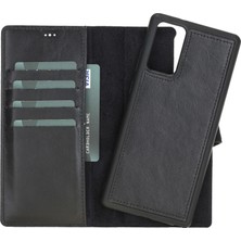 Samsung Galaxy Note 20 Uyumlu Deri Cüzdanlı Kılıf Rst1 Siyah