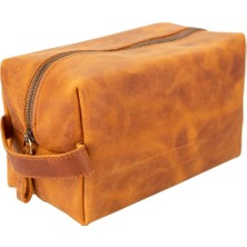 Deri Bakım ve Seyahat Çantası, L Beden, Antik Karamel Renk