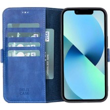 Apple iPhone 13 Uyumlu Deri Cüzdanlı Kılıf Okyanus Mavi