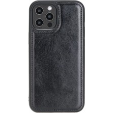 Apple iPhone 12 Pro Max Uyumlu Deri Arka Kapak Rst1 Siyah