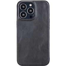 Apple iPhone 13 Pro Uyumlu Deri Arka Kapak Rock Rst1 Siyah