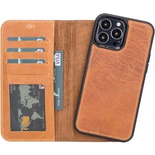 Apple iPhone 13 Pro Max Uyumlu Deri Cüzdanlı Kılıf G19 Taba