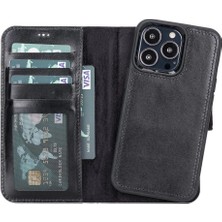 Apple iPhone 13 Pro Uyumlu Deri Cüzdanlı Kılıf Rst1 Siyah