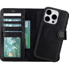 Apple iPhone 15 Pro Uyumlu Deri Cüzdanlı Kılıf Mwwn Rst1 Siyah