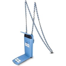 Avjin 6.9 Inch Uyumlu Deri Kılıf Cüzdan Askılı Erc8 Mavi