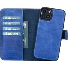 Apple iPhone 13 Pro Max Uyumlu Deri Cüzdanlı Kılıf Okyanus Mavi