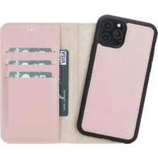 Apple iPhone 11 Pro Uyumlu Deri Cüzdanlı Kılıf Pembe