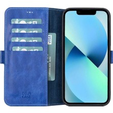 Apple iPhone 13 Pro Uyumlu Deri Cüzdanlı Kılıf Okyanus Mavi