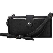 Lozan Strap 6.5 Inch Uyumlu Deri Kartlıklı Kılıf Erc1 Siyah