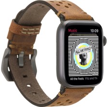 Apple Watch Uyumlu Deri Kordon Vigo 42-44-45MM G19 Taba
