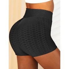 Kadın Arkası Büzgülü Kendinden Desenli Toparlayıcı Mini Tayt