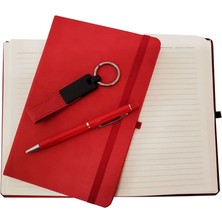 Kırmızı Defter Kalem ve Anahtarlık Seti