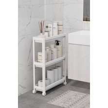 Tekerlekli 3 Katlı Çok Amaçlı Raf Ünitesi - Banyo Mutfak Düzenleyici Organizer Raf