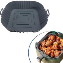 Renkli Isıya Dayanıklı Yıkanılabilir Silikon Fırın  Airfryer Kare Model Pişirme Matı 20 cm