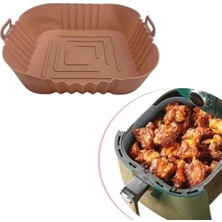 Renkli Isıya Dayanıklı Yıkanılabilir Silikon Fırın  Airfryer Kare Model Pişirme Matı 20 cm