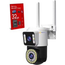 32 GB Hafıza Kartlı 4mp Yoosee Çift Lens Ip Kamera - Wıfı Otomatik Izleme, Su Geçirmez Kablosuz Güvenlik Ev Kamerası, Renkli Gece Görüş