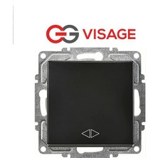 Visaage Ambiance Metalik Siyah Komütatör Anahtar Çerçevesiz - Priz ve Anahtar Için Uyumlu Çerçeve