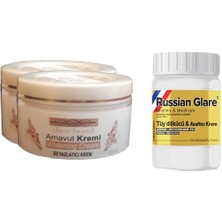 Whitening Cream 100 ml Arnavut Kremi Aklık Kremi 2 Adet + Russian Glare Tüy Dökücü Azaltıcı Merhem 50 ml