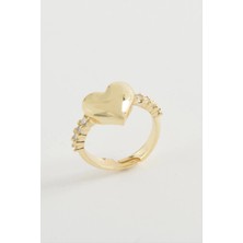 Kalp Taşlı Metal Yüzük