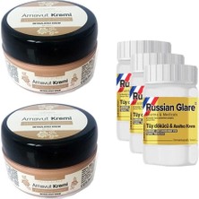 Whitening Cream 50 ml Arnavut Kremi Aklık Kremi 2 Adet + Russian Glare Tüy Dökücü Azaltıcı Merhem 50 ml 3 Adet