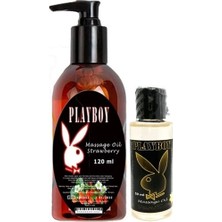 Playboy Aromaterapi Çilek Massage Oil 120 ml + Vanilya Aromalı Massage Vücut Masaj Yağı 50 ml