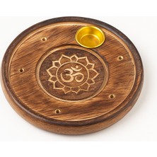 Om & Lotus Dekoratif Ahşap Tütsülük – El Oyması | Om & Lotus Wooden Incense Burner