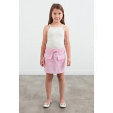 Beli Bağlamalı Çift Cepli Kız Çocuk Etek